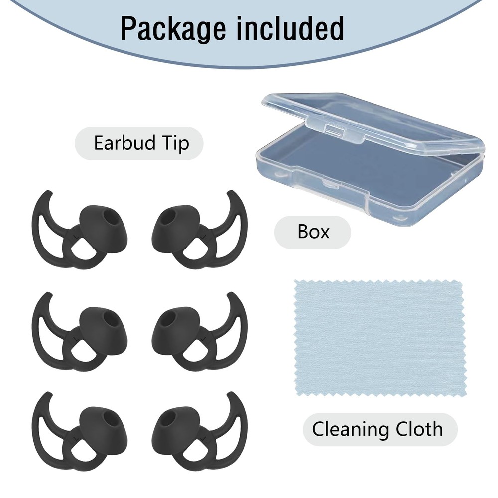 Earbud Replacement Tips Silicone Earbud Tips Ear Tips Compatible Black Medium