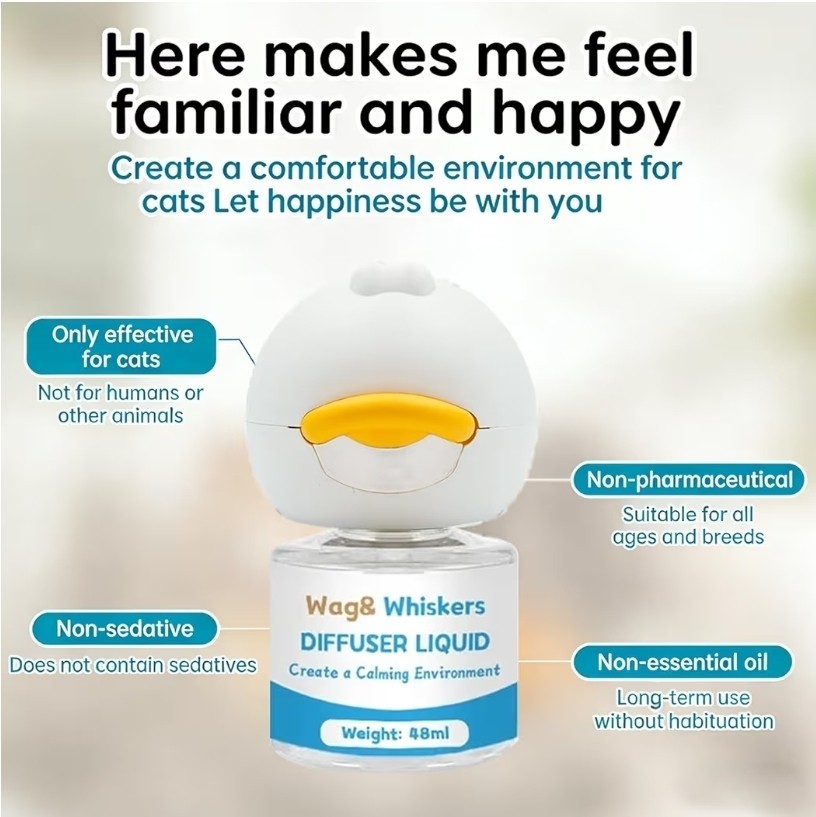 Wags & Whiskers Cat Diffuser Kit Calming 30 Days Reduce Marking/Destructive Beha