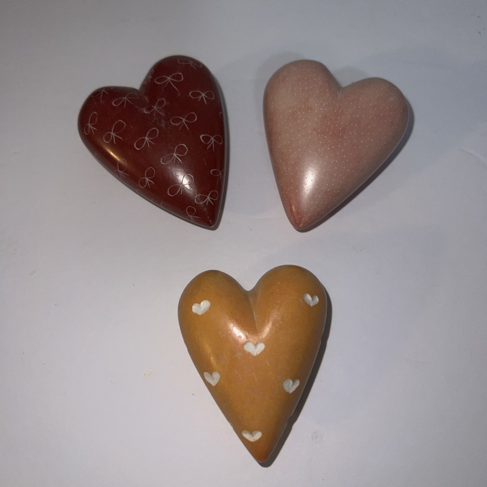Decorative Marble Hearts X3