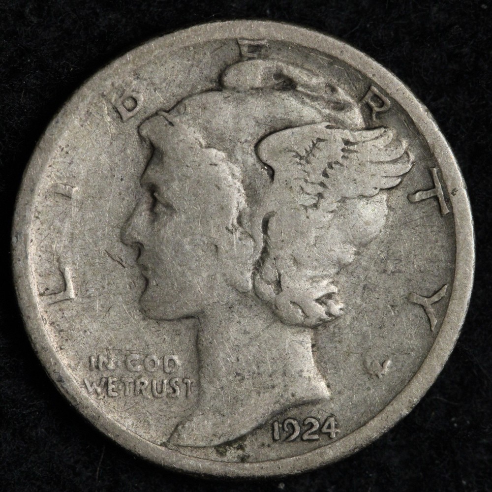 1924-S Mercury Silver Dime FINE E255 WXE