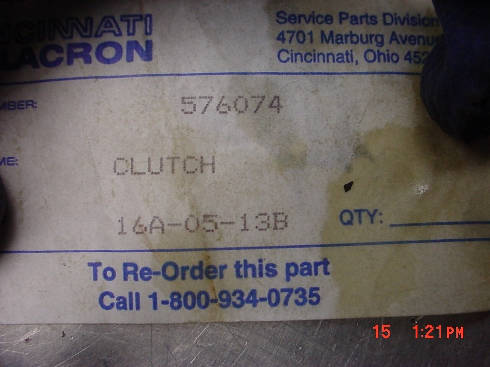 Cincinnati Milacron Replacement Driven Clutch P/N 576074