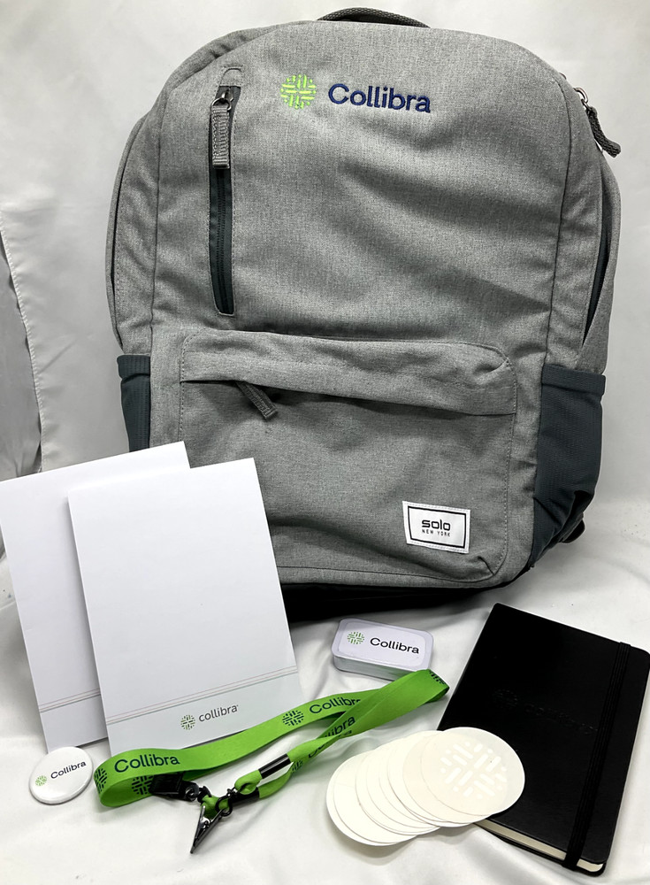 Collibra Lot - Backpack, Notebook, Notepads, Stickers, Pin, Lanyard, Mints
