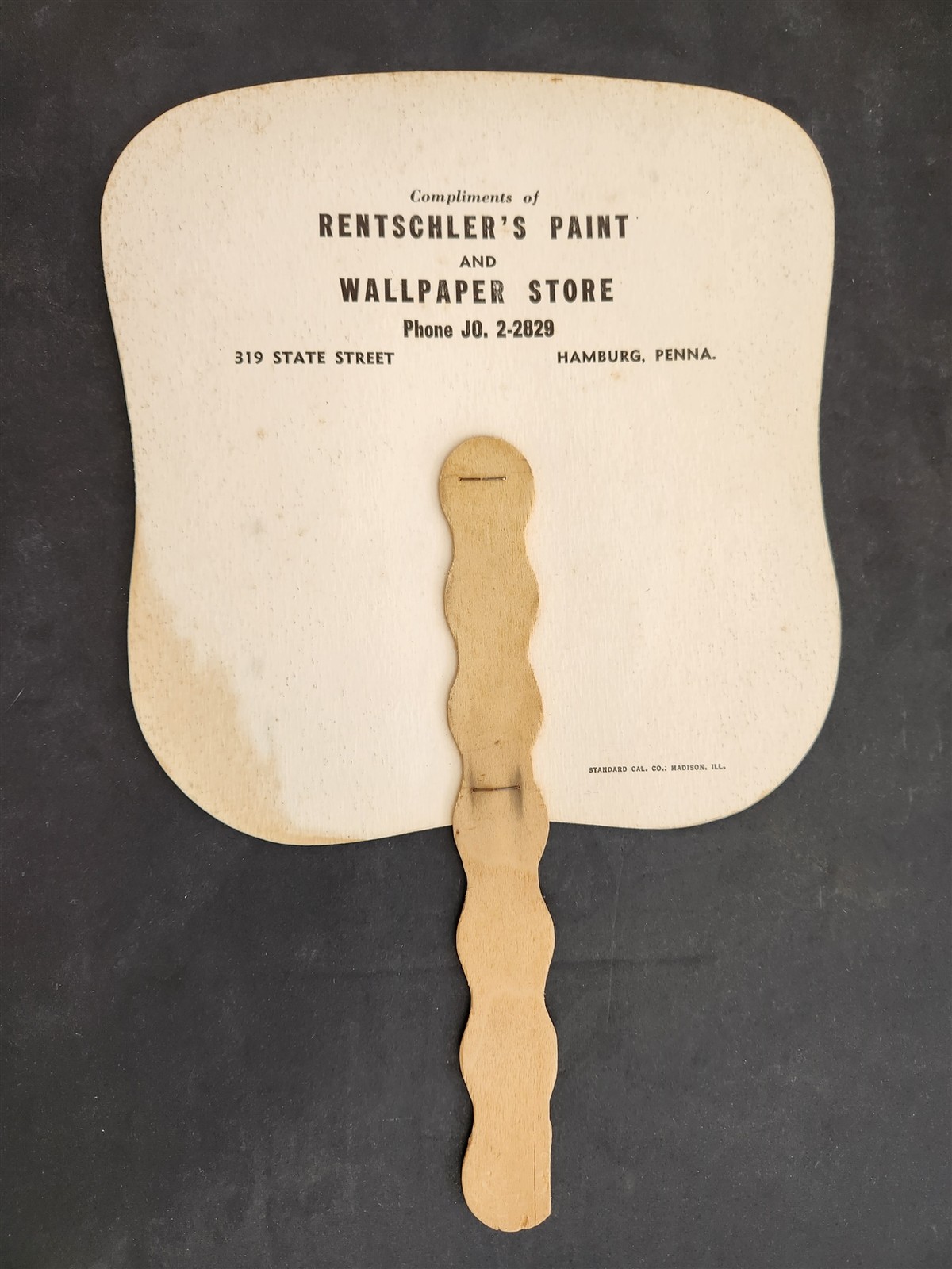 Vintage Rentchler's Paint Wallpaper Store Hand Fan, Used