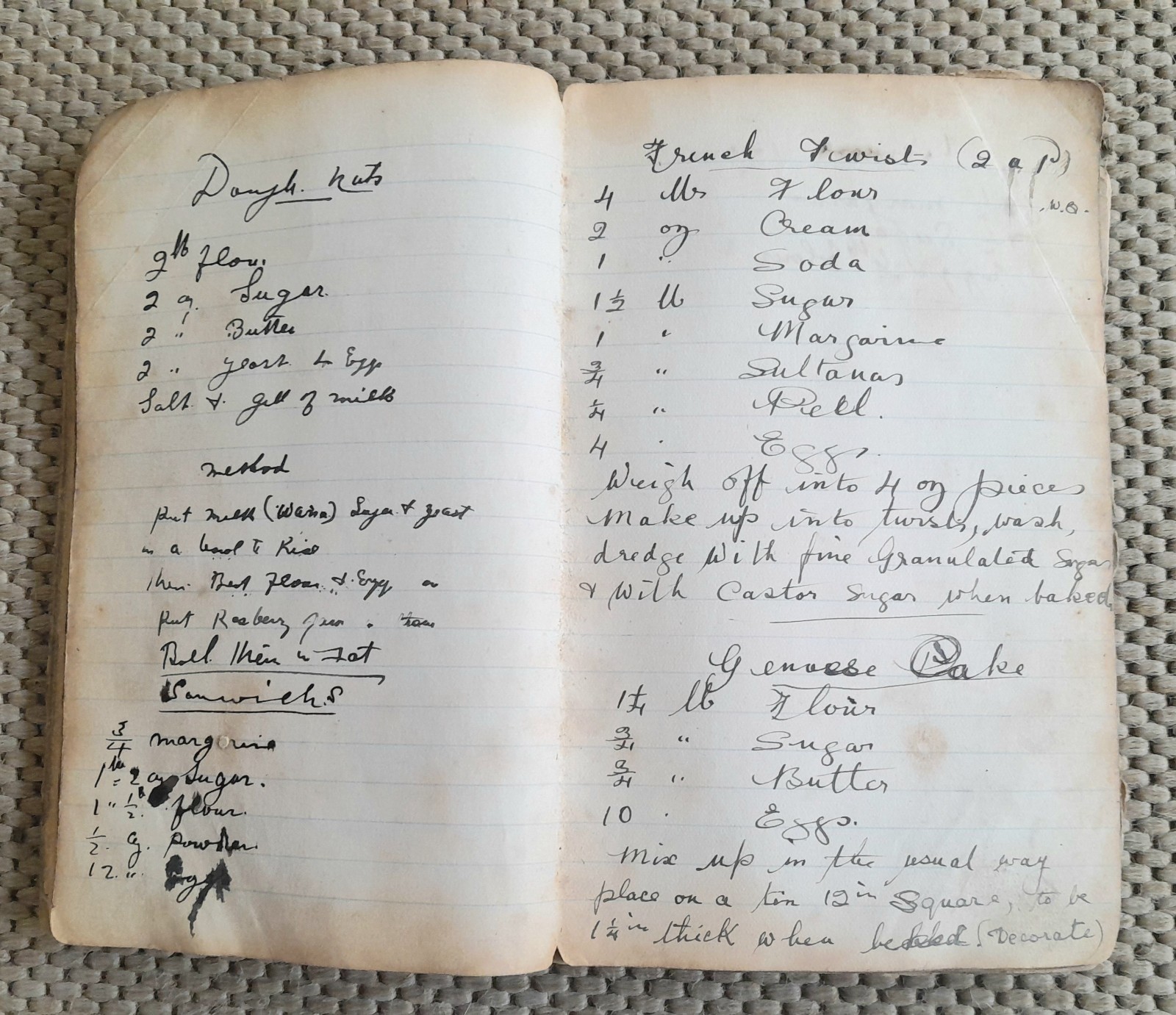 ANTIQUE HANDWRITTEN COOKERY RECIPE NOTEBOOK OF SWEET & SAVOURY DISHES, c1900