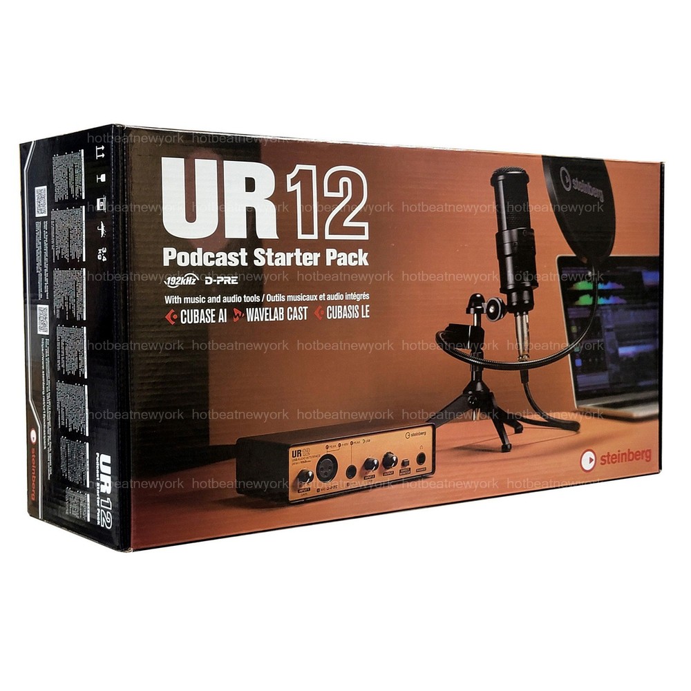 Steinberg UR12B PS Podcast Audio Interface, Microphone, Stand, Pop Filter, Cable