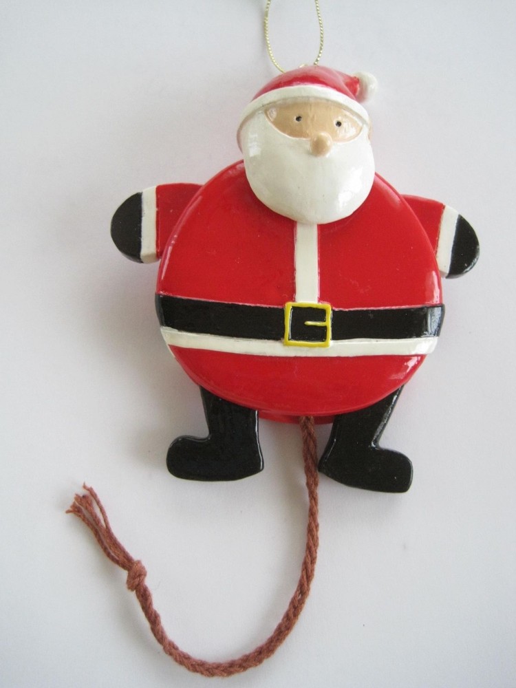 Santa String Puppet Ornament Glass 3 1/4"