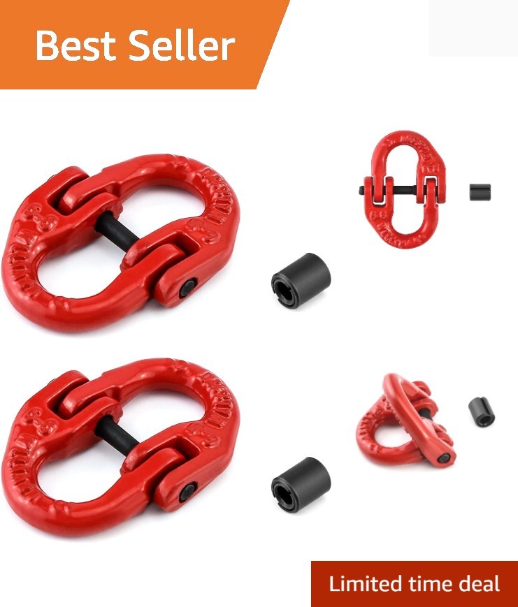 Grade 80 Hammerlock Coupling Links, 1/4 inch, 2645 lbs Load Limit - 2 Pack