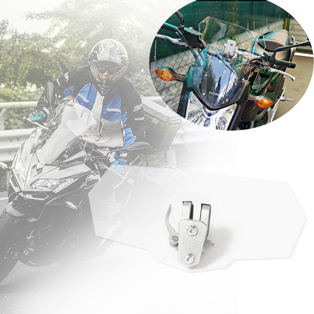 Adjustable Clip On Windshield Extension Spoiler Wind Deflector For Motorcycle US