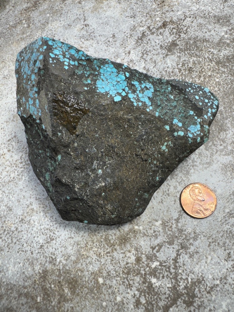 Hubei turquoise rough , solid spiderwebs nuggets in blue color tight pattern