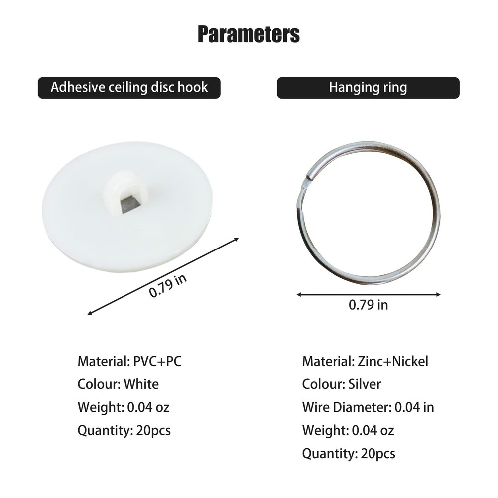 Adhesive Ceiling Disc Hook,Small Hanging Suspension Ring,Powerful Sticky Deco...