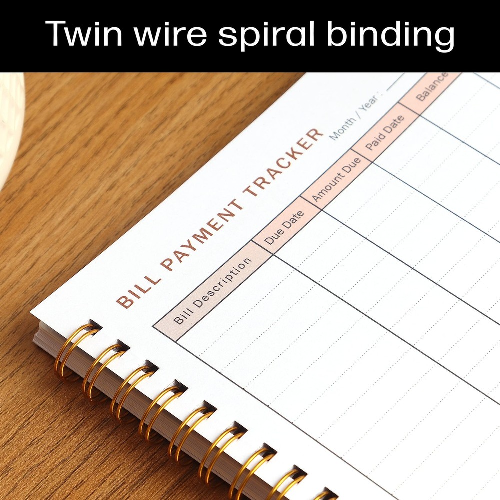Bill Payment Tracker. A5 Notebook Bill Planner with Spiral Binding and Back P...