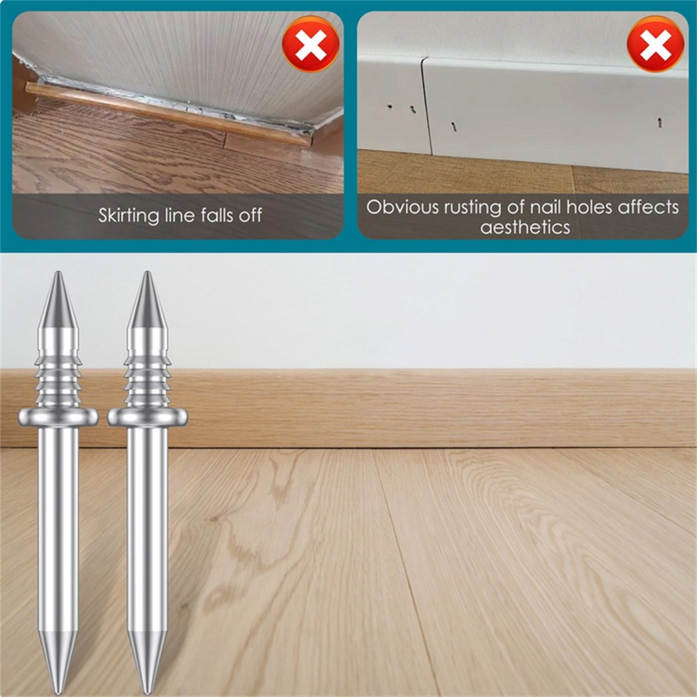 100Pcs Double-Head Skirting Thread Seamless Installation Galvanized Metal Nail