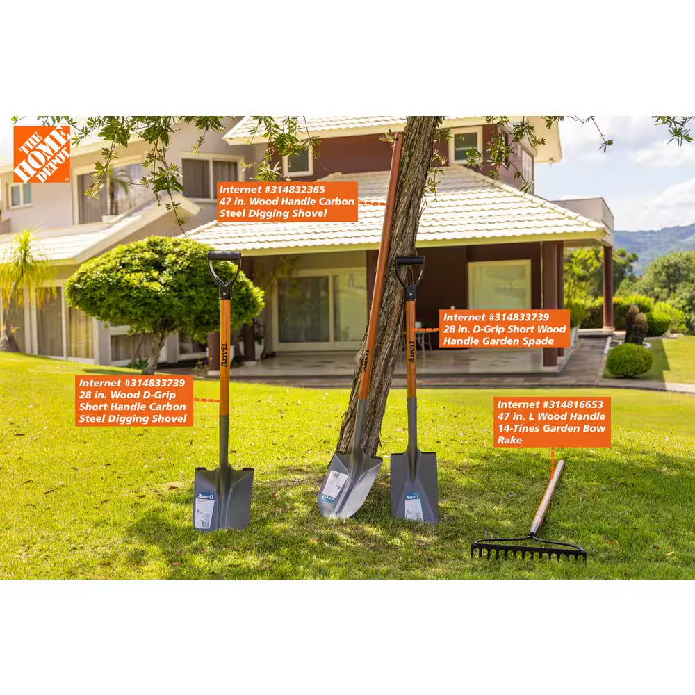 47 In. L Wood Handle 14-Tines Garden Bow Rake