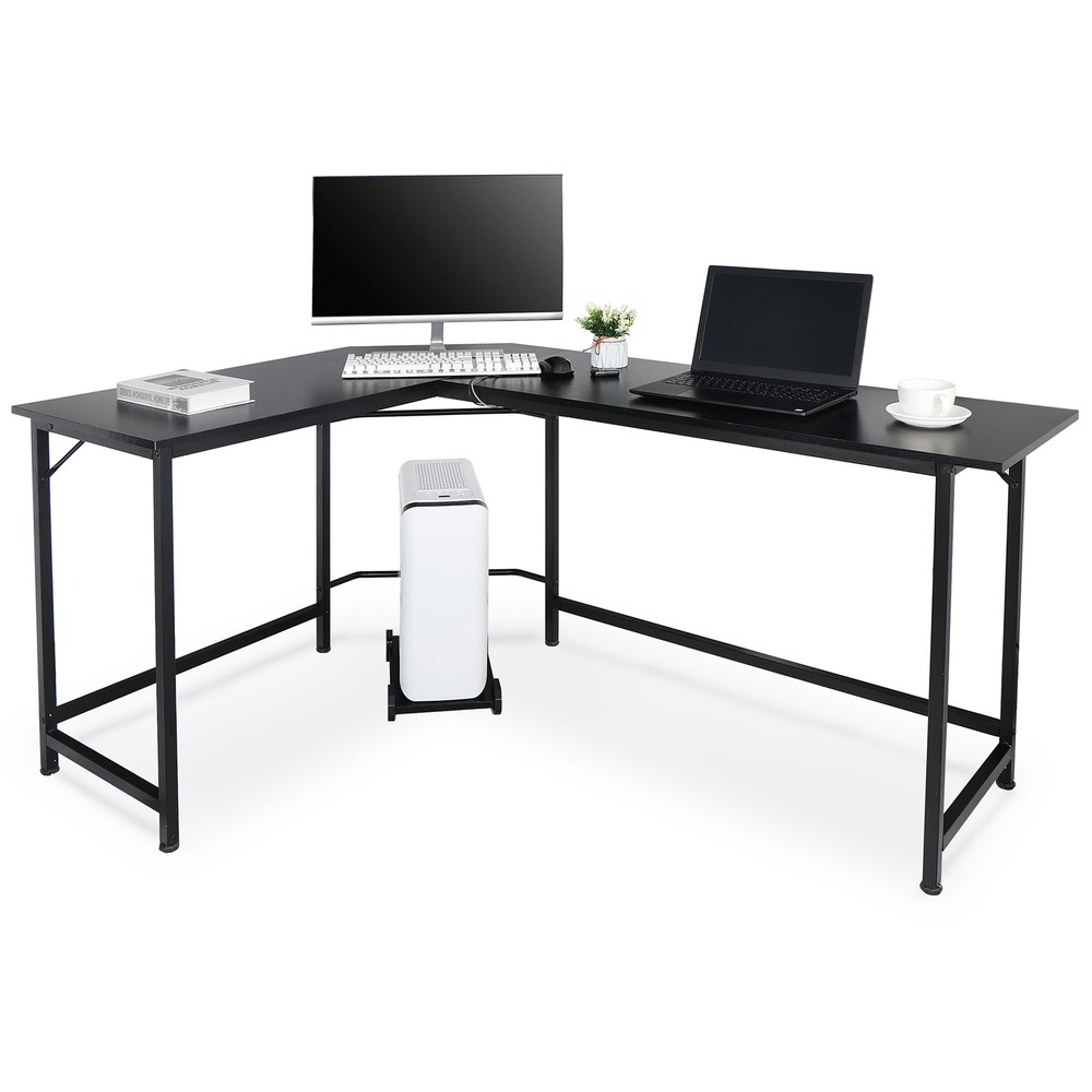 L-Shaped Desk Corner Computer Gaming Work Table Workstation Office Black 66"