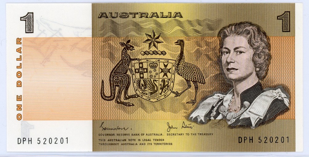 1982 AUSTRALIA  "One Dollar" NOTE - Sign. Johnston Stone - UNC