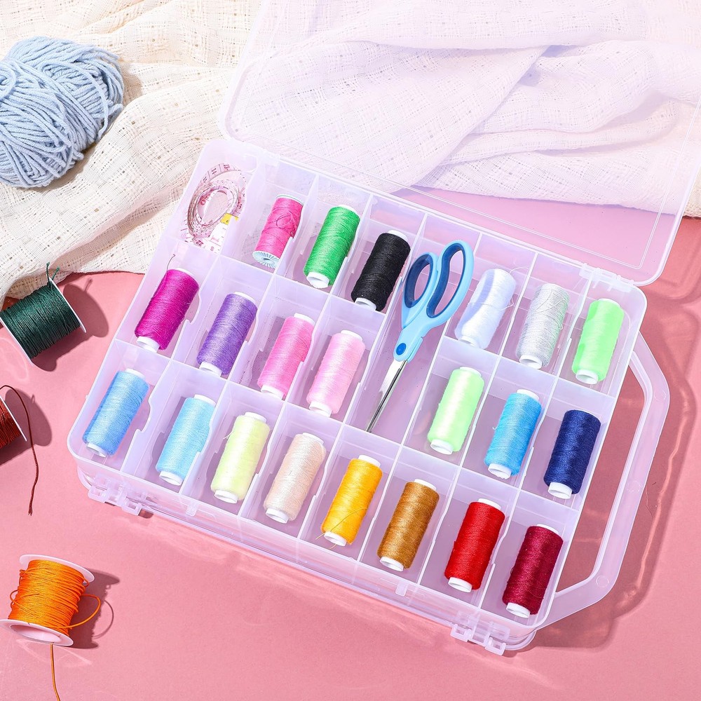 46 Grids Thread Holder Organizer Portable Plastic Sewing Spools Storage Box