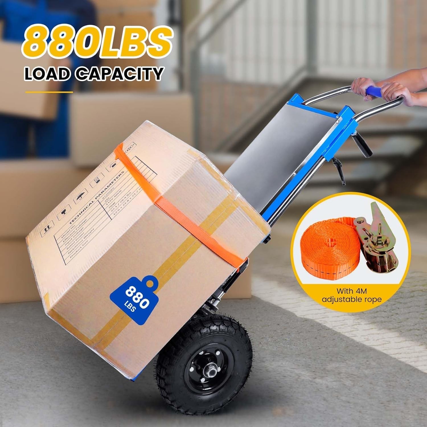 Electric Stair Climbing Hand Trucks Dolly Cart for Moving 880lb Max Capacity US