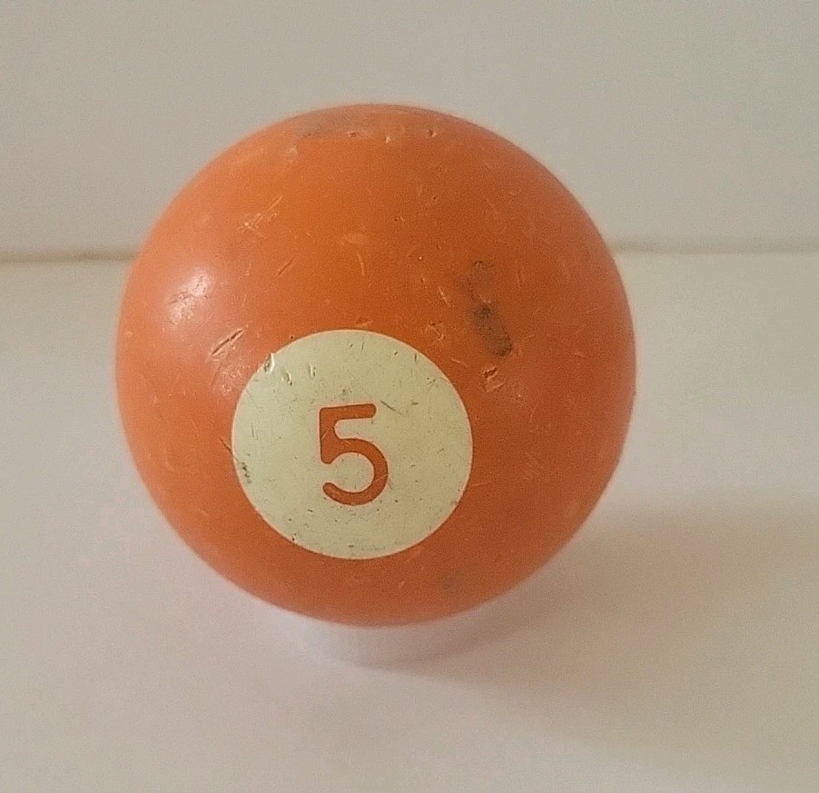 Vintage No. 5 Solid Orange Pool Ball Billiard 2" Replacement (C)