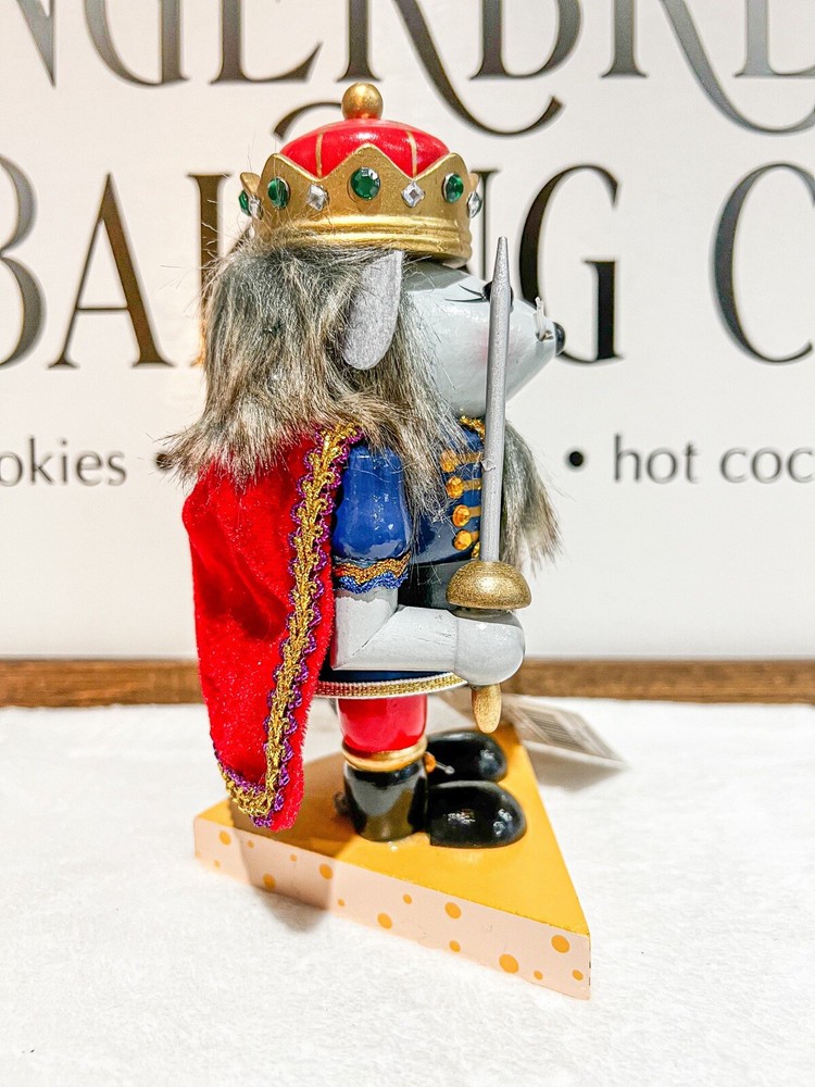 CHRISTMAS WOODEN MOUSE KING NUTCRACKER 7" NEW