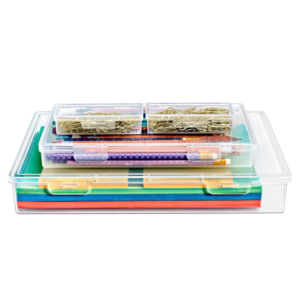 4 Piece Stackable Document & Paper Storage Box Set Multipurpose Letter Check