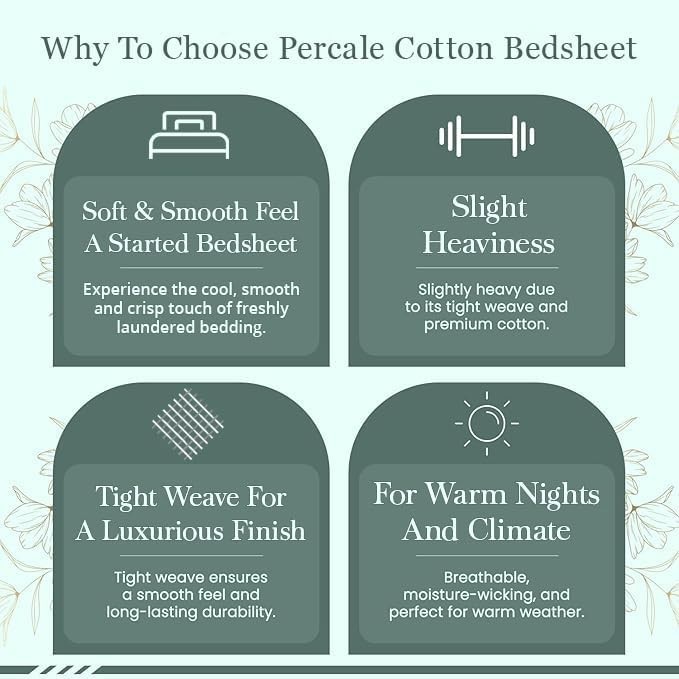 Feather & Stitch Softest 100% Cotton Sheets, 300 Thread Count Percale Weave B...