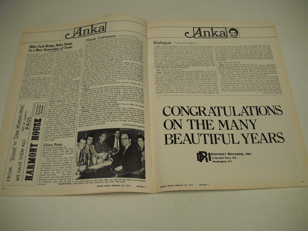 PAUL ANKA Rare 1975 Large 72-page RW Promo Tribute Booklet stories/pics/ads more