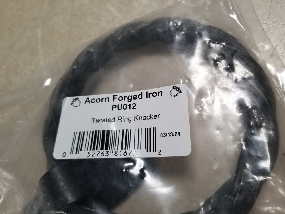 Twisted Ring Door Knocker (PU012) - Flat Black by Acorn