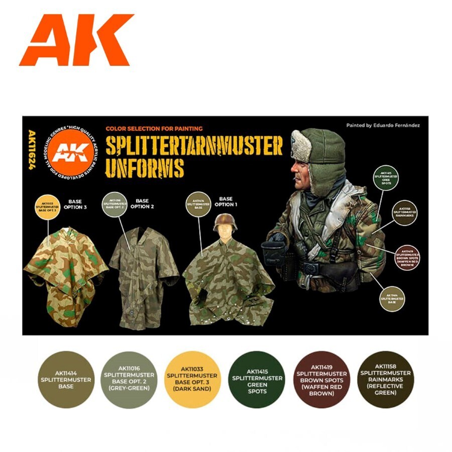 AK Interactive: German Splittertarnmuster Splinter Uniforms Paint Set - AK11624