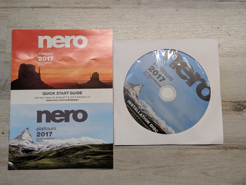 Nero Platinum 2017 HD Multimedia Suite PC Software Installation Disc w Guide