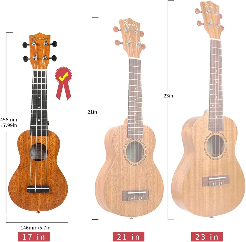 Mini Ukulele 17" Mahogany Nylon Strings Lightweight