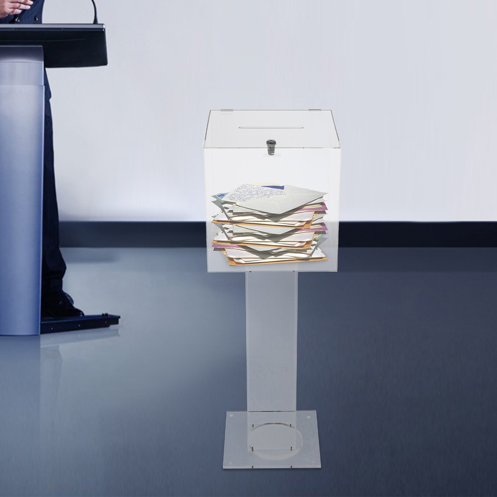 Clear Acrylic Ballot Box Practical Voting Box Lockable Ballot Box With 2 Keys
