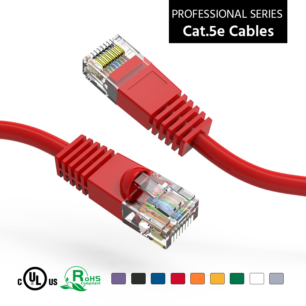 1.5Ft CAT5E UTP Ethernet Network Booted Cable Red