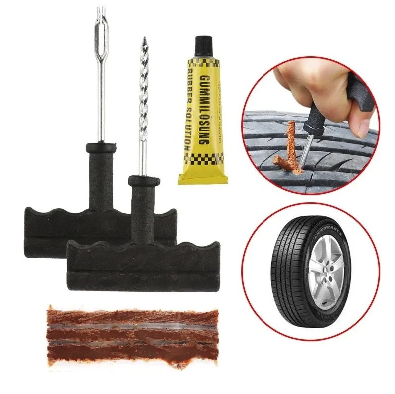 Car Tire Repair Tool Kit Tubeless Plug Rubber Strip Puncture Set - NEW