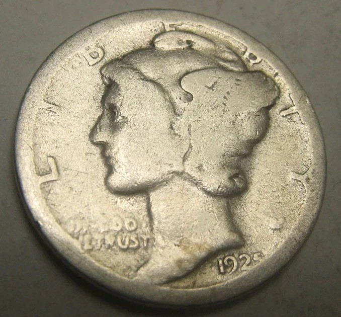 1925 S Mercury Dime AG Average circulated