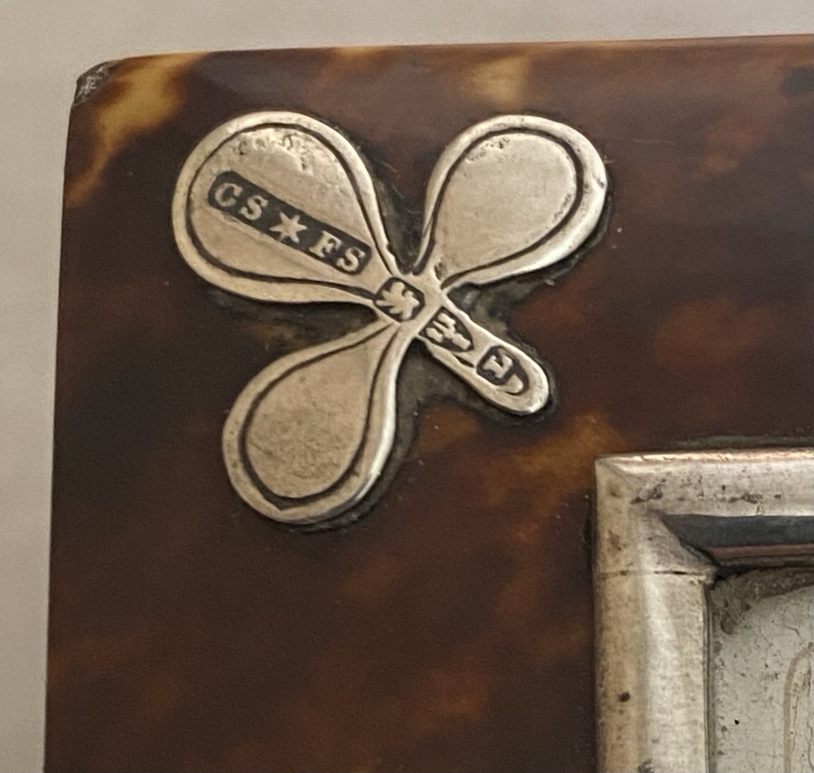 Antique Sterling Silver Tortoise Shell Playing Card Bridge Box - Chester 1894