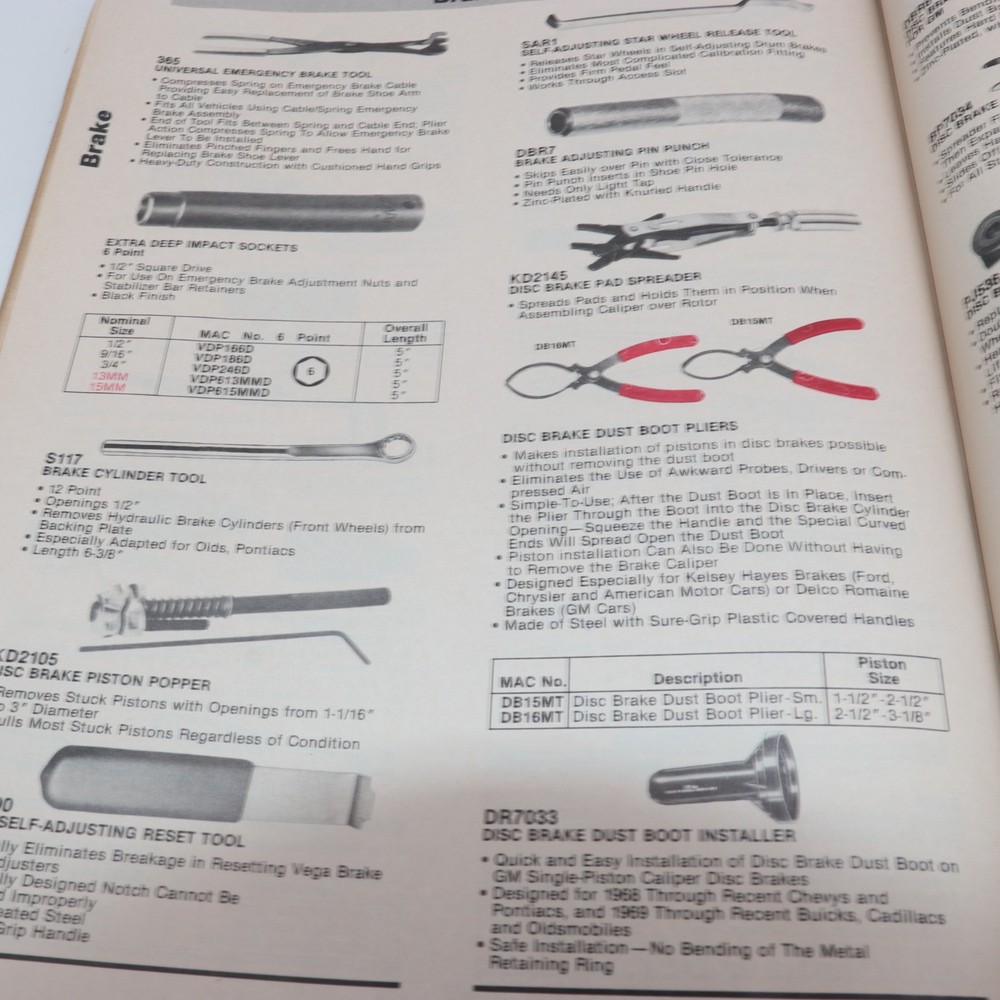 MAC Tools 1986 Product Catalog MT86CAT with Tool Name Index