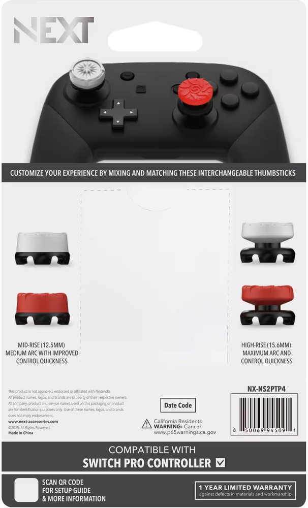 NEXT - Precision Thumbstick 4-Pack for Nintendo Switch and Nintendo Switch 2 ...