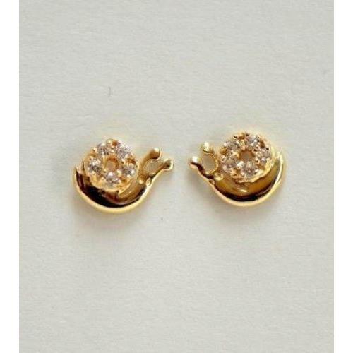 14k Yellow or White Gold CZ Snails Stud Earrings