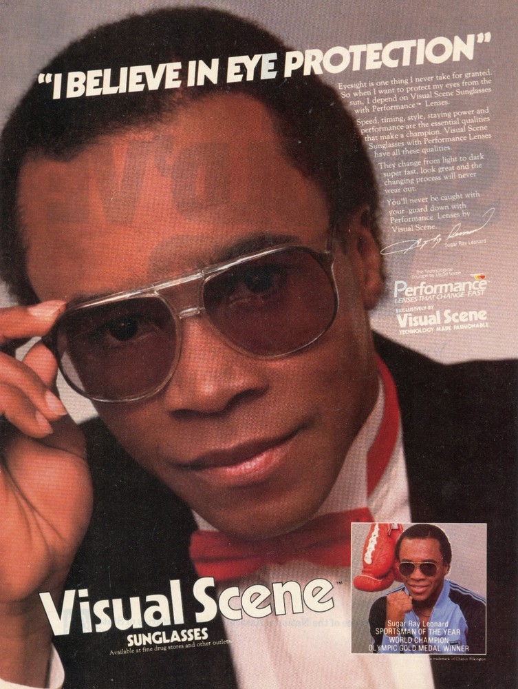 SUGAR RAY LEONARD VISUAL SCENE SUNGLASSES ORIGINAL PRINT AD
