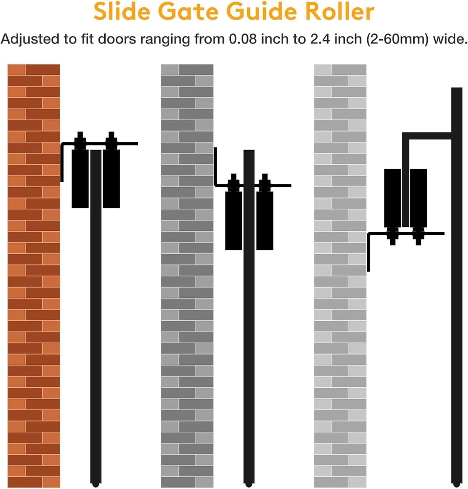 Universal Adjustable 6-Inch Gate Roller Guide, Perfect for All Sliding Gates