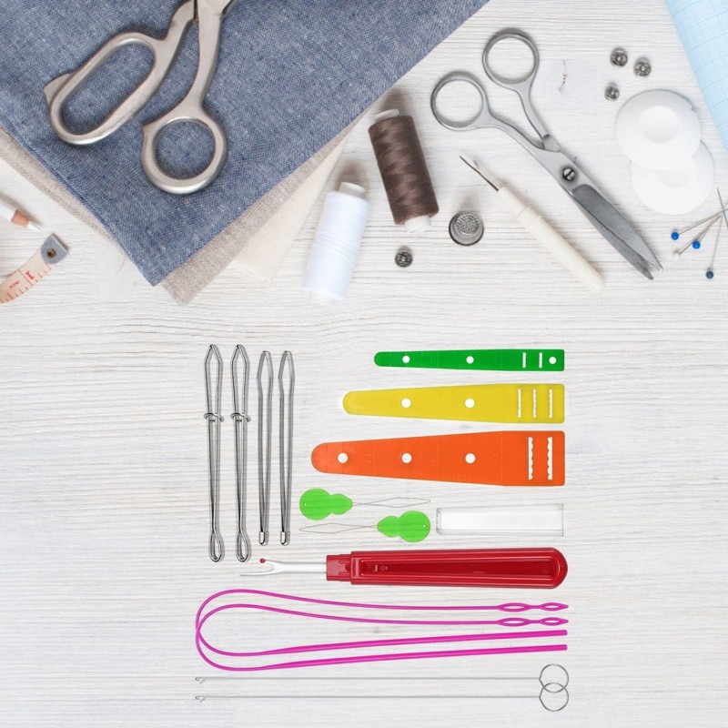 Drawstring Threader Seam Ripper Kit for Fabric Belts Strips Knitting DIY Sewing