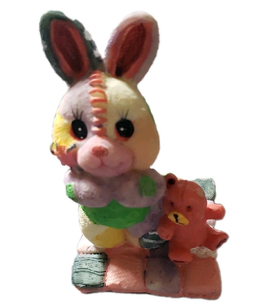 Easter Decorative Patchwork Bunnies Set Of 5 EUC.. 3.5inx2in *ships ASAP *EASTER