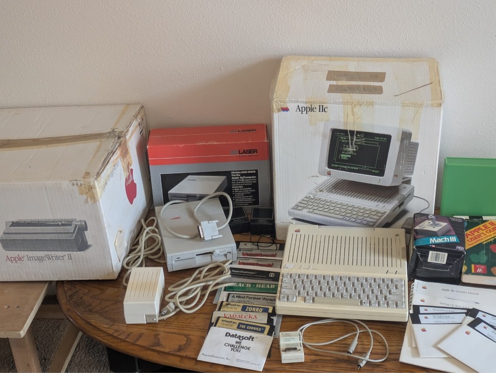 Apple IIc Computer System w/ ImageWriter II Printer, Drives, Manuals, Tested