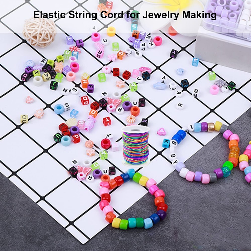 1mm Stretchy Bracelet String, Sturdy Rainbow Elastic String 164 Feet,