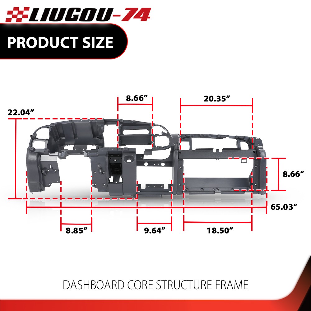 Fit For 1998-2001 Dodge Ram Dash Dashboard Core Structure Frame Single Aux Gray