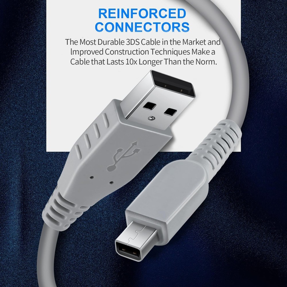 Lightweight USB Charging Cord for 3DS & 2DS - 4.9FT Fast Charge Solution