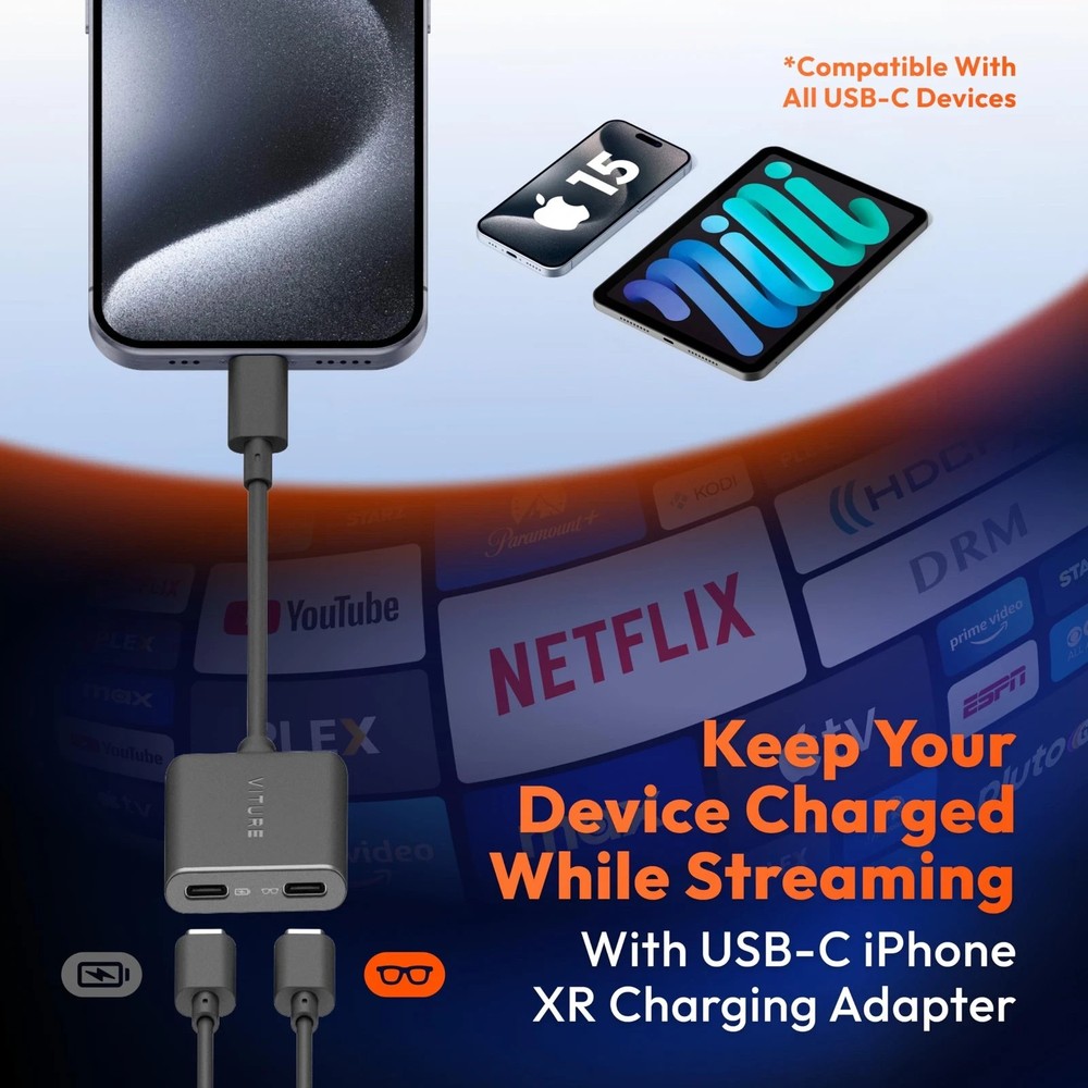 VITURE USB- C XR Charging Adapter for USB-C iPhone, Enabling Multi-Screen