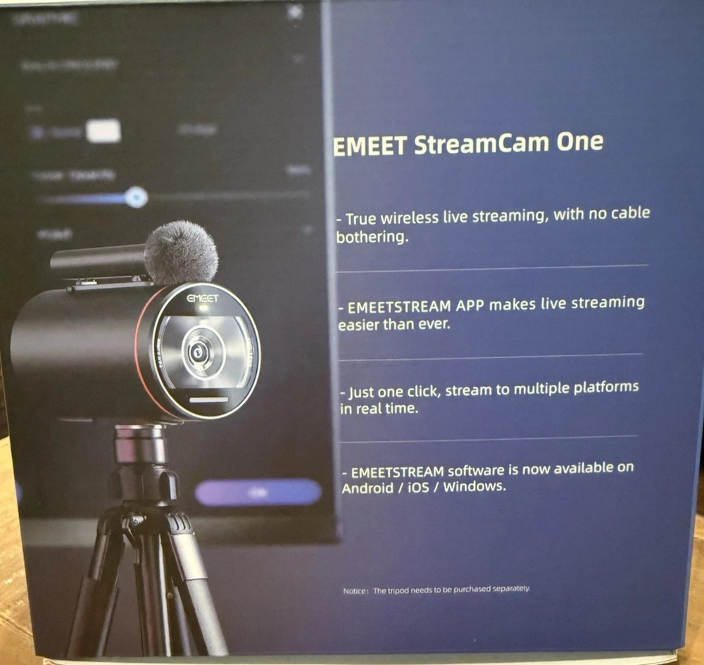 EMEET StreamCam One E7004 with Collapsible Mini Tripod