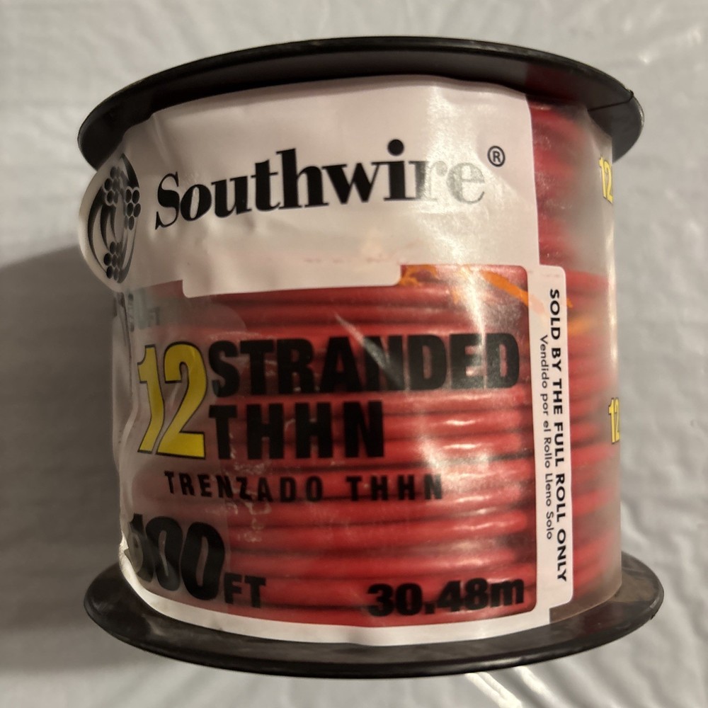 100 Feet 12 Awg Solid Copper THHN Wire (RED)