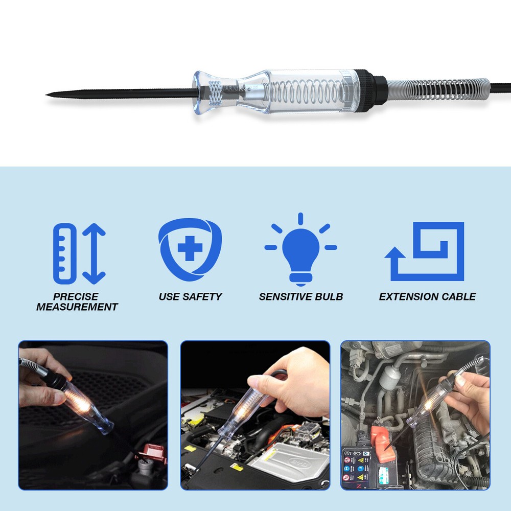 Auto Circuit Tester 12V/24V Test Light Probe Voltage Continuity Checker